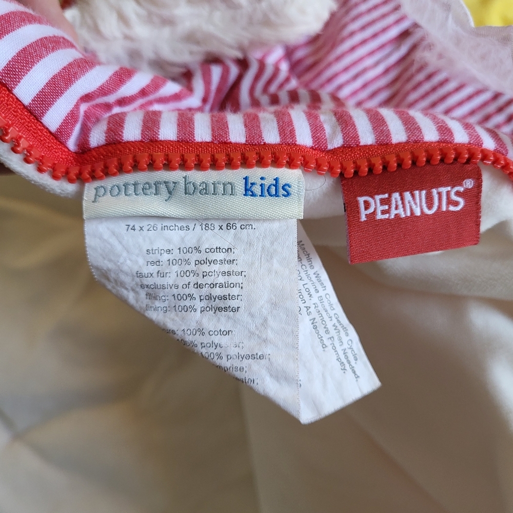 Peanuts Pottery Barn Kids Sleeping‎ Bag Pillow Snoopy Woodstock Red 74 x 26 - Picture 4 of 7